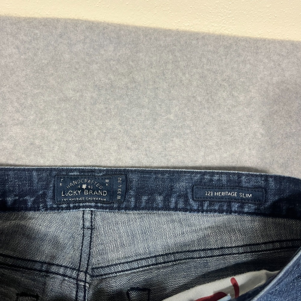 Lucky Brand Jeans Mens 32x30 (Tag 33x32) Blue Heritage Slim 121 Cotton Denim - Picture 10 of 11